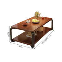 Rectangular Wood Coffee Table Wide Tabletop Coffee Table with Storage Shelf Heavy Duty Living Room Furniture for Small Apartment Dwellers, Office