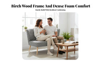 High-Resilience padding Armless 2-Seater Sofa long-lasting Construction Armless Two-Seater Settee Minimalist Design Upholstered Bench Space-Saving for Shop Owners, Apartment Dwellers, Homeowners, Living Room, Bedroom, Small Spaces, Lounge Area