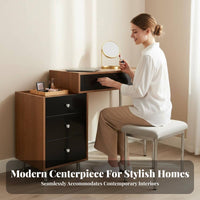 Expandableable Vanity with Mobile Cabinet Space-Saving Dressing Table Large Storage Capacity Rounded Corner Edges