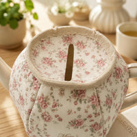 Floral Teapot Tissue Box Printed Text Home Decor Rounded Body