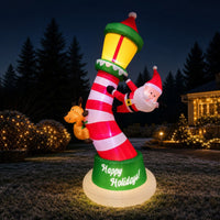 Inflatable Lighthouse with Santa and Reindeer Outdoor Inflatable Lighthouse with Santa Lighted Christmas Decoration for Yard, Lawn