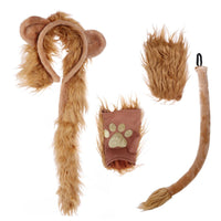 4 Pieces Lion Costume Accessory Set Complete Headband with Ears Fingerless