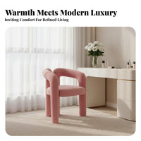 Upholstered Curved Chair Soft Cushioning Vanity Stool Modern Stylish Contoured Rearrest for Interior Design Lovers, Bedroom