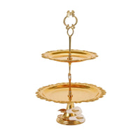 2 Tier Dessert Simple to Assemble to Assemble Dessert Rack with Handle Weighted Tiered Serving Tray for Party Hosts, Brides