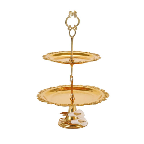2 Tier Dessert Simple to Assemble to Assemble Dessert Rack with Handle Weighted Tiered Serving Tray for Party Hosts, Brides