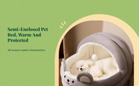 Semi-Enclosed Plush Dog Bed, Removable Cover, Easy Clean