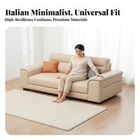 Light Luxury Design Modern Straight Line Sofa Wear Resistant Minimalist Couch Easy to Clean Multi Seater Sofa Solid Wood Frame for Apartment Dwellers, Homeowners, Families, Living Room, Home, Lounge Area