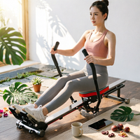 Folding Rowing Machine Foot Straps Foldable Rowing Machine Stable Base Exercise Rower