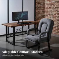 Armless Cross-Legged Computer Chair Sturdy Duty Rolling Desk Seat Ergonomic Backrest 360-Degree Rotating Base for Students