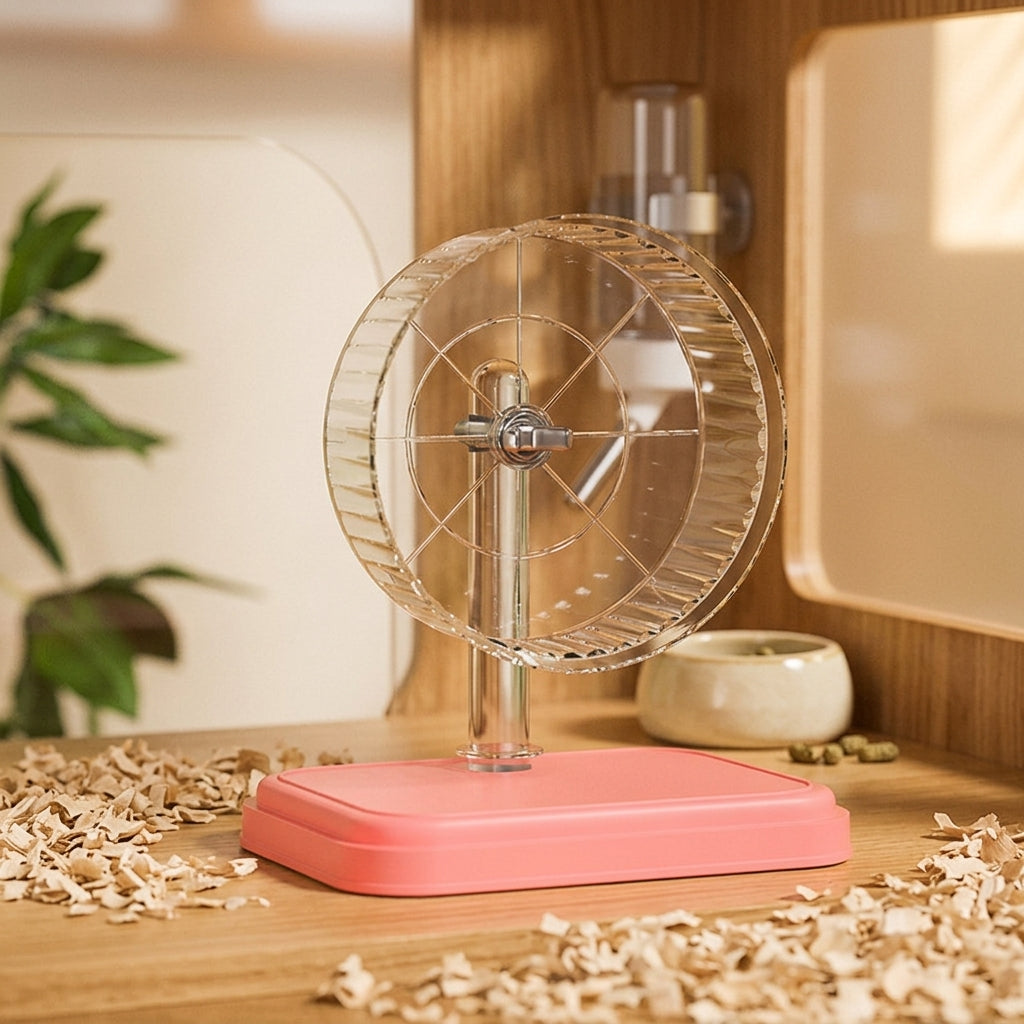 Hamster Running Wheel with 20cm Transparent Wheel with Metal Stand, Silent Exercise Wheel for Hamsters, Quiet Small Pet Exercise for Mice Gerbils