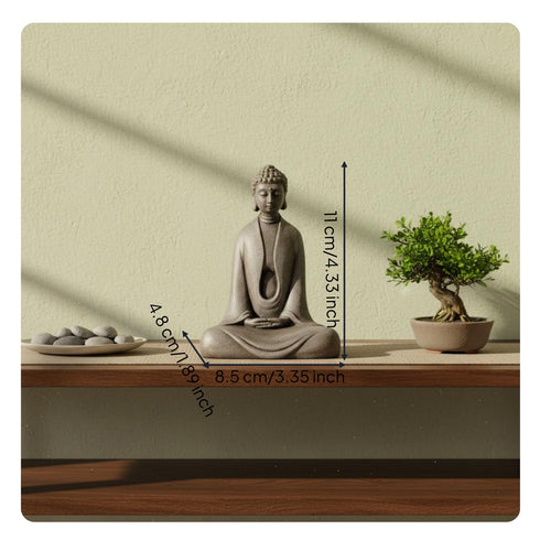 2 Pieces Zen Buddha Figurine Artisanal Look for Desk, Living Room