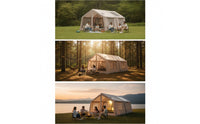 Inflatable Camping Tent Easy Setup Tent with PVC Door Curtain Spacious for Campers, Families, Comfort Camping, Backyard