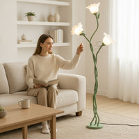 Flower Floor Lamp Curved Flower Standing Lamp Sculptural Decorative for Living Room, Bedroom