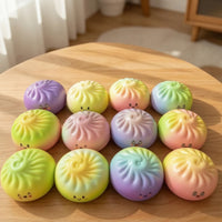 12 Pieces Stress Relief Bao Bun Squishy Sensory Bun Squishy Satisfying PU Press Toy Compact for Students