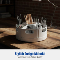 Rotating Desk Organizer with Multiple Compartments Pen Holder Office Storage Box Sturdy PS Construction Suitable for Student Home Office Workspace