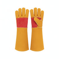 Reinforced Palm Leather Gloves with Gauntlet Cuffs Heavy Duty Bite Resistant Gloves Long-Lasting Thick for Animal Handlers, Pet Trainers, Dog Groomers