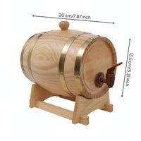 Fir Wood Barrel with Spigot Rustic Design Wooden Grape-Based Beverage Barrel Food-Grade Home Bar Accessory for Restaurant