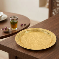 Vintage Metal Tray with Floral Pattern Elegant Embossed Iron Tray Long-Lasting Gold Platter Easy to Clean for Hosts, Table Setting, Parties
