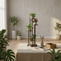 Plant Stand with Wheels Multi Level Rolling Plant Stand Stepped Flower Pot Rack for Apartment Dwellers, Living Room, Balcony, Corner