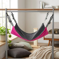 Cat Hammock and Hanging Bed for Cage, Textile Swing with 4 Support Points and Adjustable Straps, Washable Cat Cage Hammock for Indoor Pet Rest