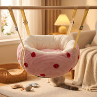 Hanging Cat Bed and Hammock Bed for Indoor Pets, Soft Cloth Material Cat Swing, Comfortable Cat Hammock, Sunbathing Cage Accessory for Sleep
