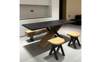 Modern Rectangular Dining Table Minimalist Dining Table with Geometric Base Sturdy Furniture Contemporary for Apartment
