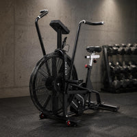 Adjustable Seat Air Resistance Bike Stable Base Upright Air-Resistance Bike Console Display Fitness Equipment Transport Wheels for Home Gym