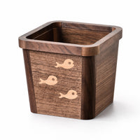 Wooden Trash Bin Small Trash Bin with Liner Holder Compact Square Waste Basket for Washroom, Bedroom