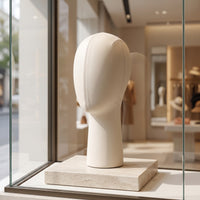Head Mannequin with Leather Cover Short Mannequin Head with Stitched Seam for Boutiques, Stylists, Hairpiece Styling, Salon Counters