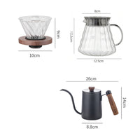 Pour over Kit with Kettle Manual Dripper with Wooden Hoop Gooseneck for Office