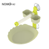 Suction Cup Parrot Perch with Feeding Cup and Waste Tray