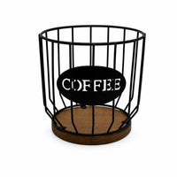 Capsule Organizer with Wooden Base Wire Container Freestanding