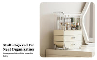 Multi-Compartment Desktop Makeup Organizer Large Capacity Makeup Organizer Box Ideal Gift Dustproof Cosmetic Display Case Sturdy for Women, Beauty Lovers, Teens, Dressing Table, Dresser Top, Bedroom, Bathroom Counter