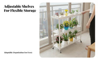 Movable Multi-Tier Rolling Plant Stand Floor-Standing Multi-Tier Plant Stand Indoor and Outdoor Use Flower Rack with casters for Gardeners, Apartment Dwellers, Homeowners, Balcony, Patio, Living Room, Corner