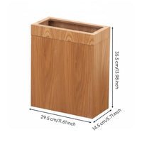 Nordic Design Paper Bin Easy to Clean Rectangular Wood Wastebasket Top Wood Garbage Can Bucket for Bedroom, Washroom, Office