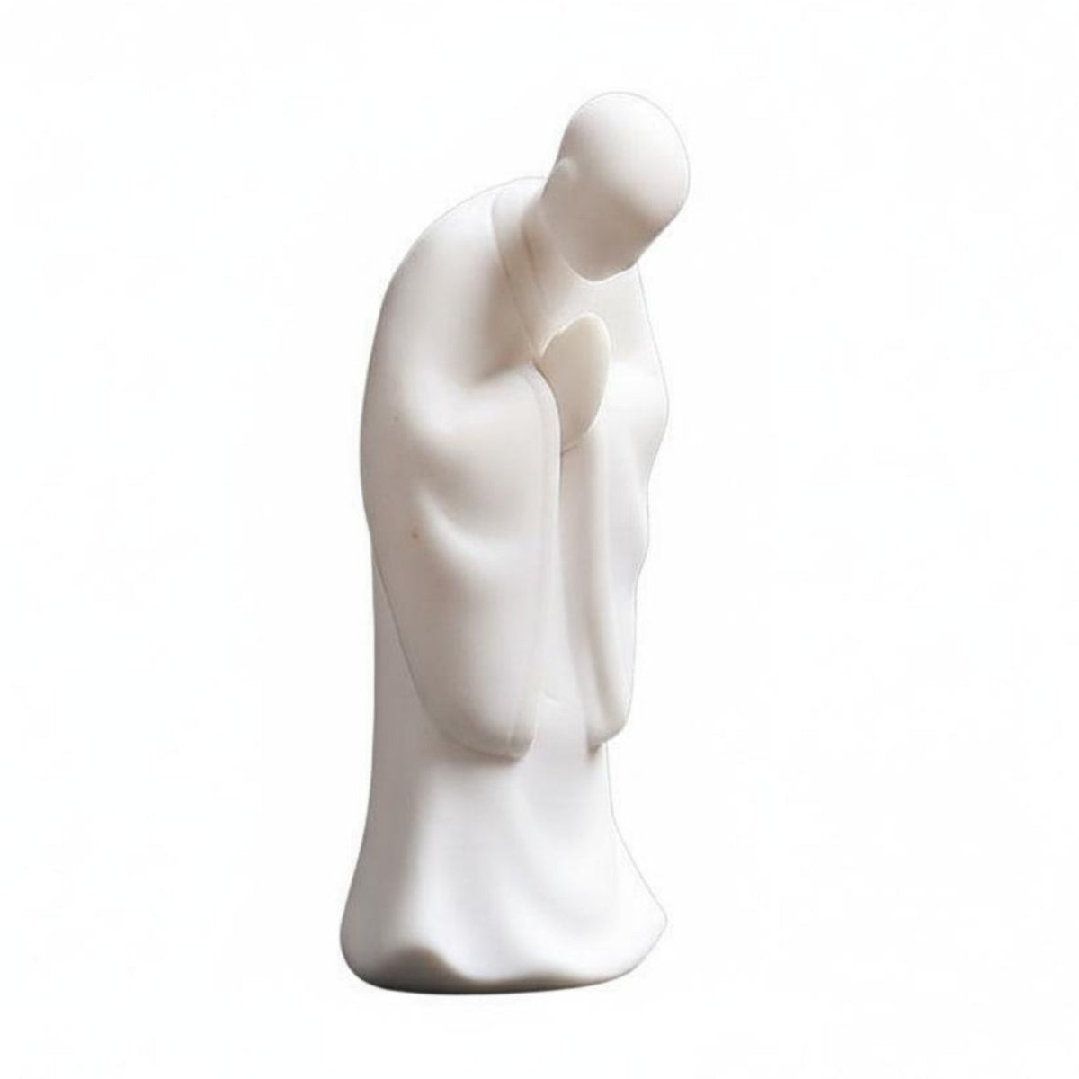 White Porcelain Monk Statue High-Temperature Fired White Porcelain Statue Handmade Craft Ceramic Monk Sculpture for Meditation Lovers, Study Room