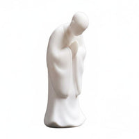 White Porcelain Monk Statue High-Temperature Fired White Porcelain Statue Handmade Craft Ceramic Monk Sculpture for Meditation Lovers, Study Room