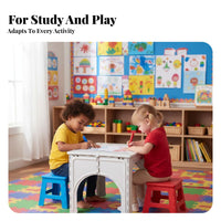 Space Saving Foldable Kids Table Lightweight Portable children's Desk Multifunctional Plastic Folding Study Table Easy to Clean for Preschoolers, Party Hosts, Kindergarten, Indoor, Playroom, Outdoor