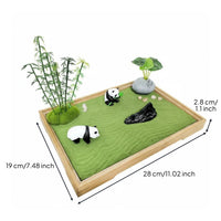 Panda Sand Tray Decor Compact Miniature Desk Landscape Portable for Office, Home