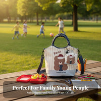 adaptable Cartoon animal Print Handbag Lightweight Small Tote minimalist design Lunch Pouch for Women, Children, Students, Work Commute, Outings, everyday Use, School