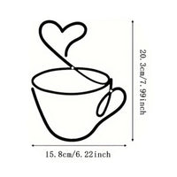 Metal Coffee Cup Decor Hollow-out Design Minimalist Beverage Wall Decor Easy to Install House Decoration for Kitchen