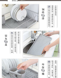 不锈钢厨房沥水碗架大号碗碟架置物架碗筷晾放架厨房收纳架沥水篮 长边出水{烤漆材质}