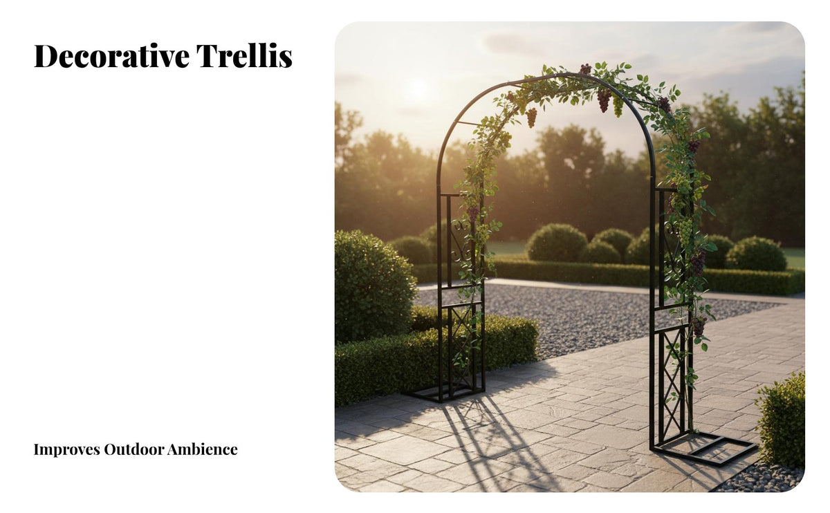 Decorative Garden Arch Weather Resistant Metal Garden Arch Elegant Design Wrought Iron Archway Long-Lasting for Gardeners, Homeowners, Event Planners, Patio, Backyard, Yard, Pathway