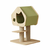 Small Cat Climbing Frame Space-Saving Cat Clawing Post with Bed Easy to Assemble Pet Furniture for Kittens, Indoor