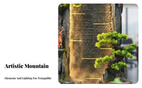 Grand Opening Gift Rockery Waterfall Fountain Chinese Design Circulating Water Landscape Ornament Soothing Sound Floor Water Fountain for Interior Designers, Meditation Practitioners, Living Room, Hotel Lobby, Restaurant, Hallway