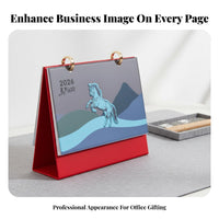 2026 Desk Calendar, Leather Stand, Monthly Planner, Business Promo, Office, Zodiac Horse