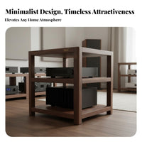 3-Tier Solid Wood Audio Rack Sturdy Structure Walnut Amplifier Stand Heavy Duty High-Fidelity Equipment Shelf for Audiophiles, Listening Room