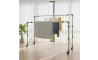 Space-Saving Double Rod Drying Rack Foldable Drying Rack with Wheels Extendable Collapsible for Apartments