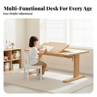 Adjustable Desk and Chair Set Tilting Desktop children's Furniture Built-in Storage Drawer Side Bag Hanger for Schoolwork