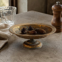 Vintage Metal Tray Decorative Centerpiece Rustic Pedestal Tray for Dining Table